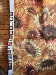1.8 Yards Cotton Fabric 44×65” Fall Sunflowers Leslie Beck VIP Fabric. Cranston