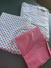 Vintage Joan Kessler Concord Fabric Farm Boy And Girl With Matching Pink 12 Yds