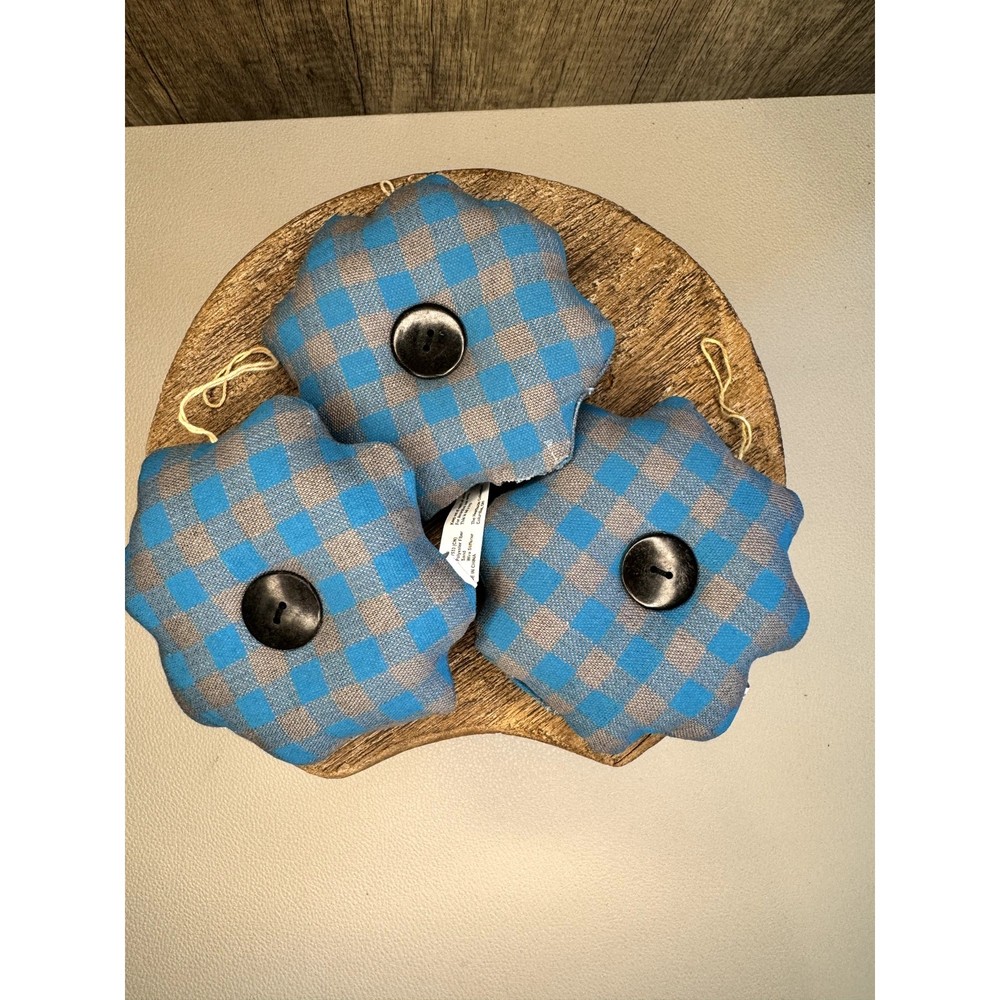 Fabric Button Ornaments Set of 3 Home Decor Gift NEW FAST Ship Boho