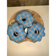 Fabric Button Ornaments Set of 3 Home Decor Gift NEW FAST Ship Boho