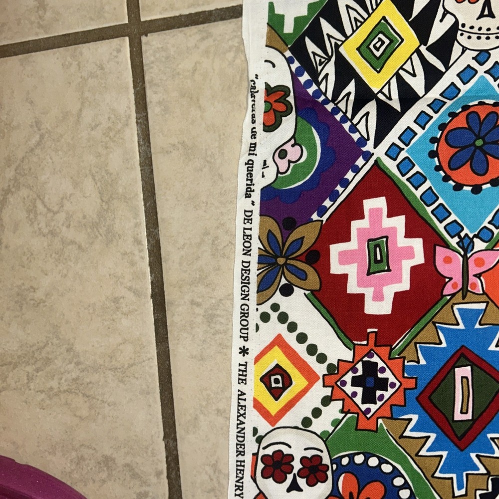 Alexander Henry Cotton Fabric Sugar skulls, Butterflies, Abstract