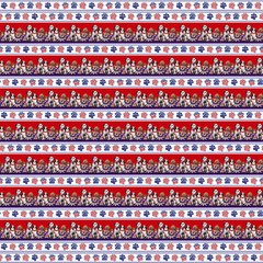 Patriotic Fabric | Paws for America Dog & Pawprint Stripe Red | Studio E YARD