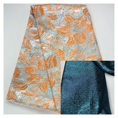 Brocade Fabric Light Green Jacquard fabric Floral brocade Orange Jacquard 5yards