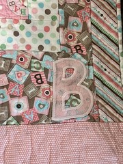 Hand Made Baby Toddler Quilt Blanket in Pinks and Bright Pastels 38” x 32”