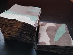 Camo Fabric 4″ Squares 160 Hand-cut from Army Fatigues Please Read Description