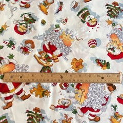 Half Yard Vintage Alexander Henry Santa Fabric Cotton Print