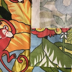 House N Home MCM 1950s Colorful Jungle Animal Print Fabric Curtain 88” X 56”