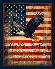 We The People Digital Eagle Flag Panel – 100% Cotton Fabric
