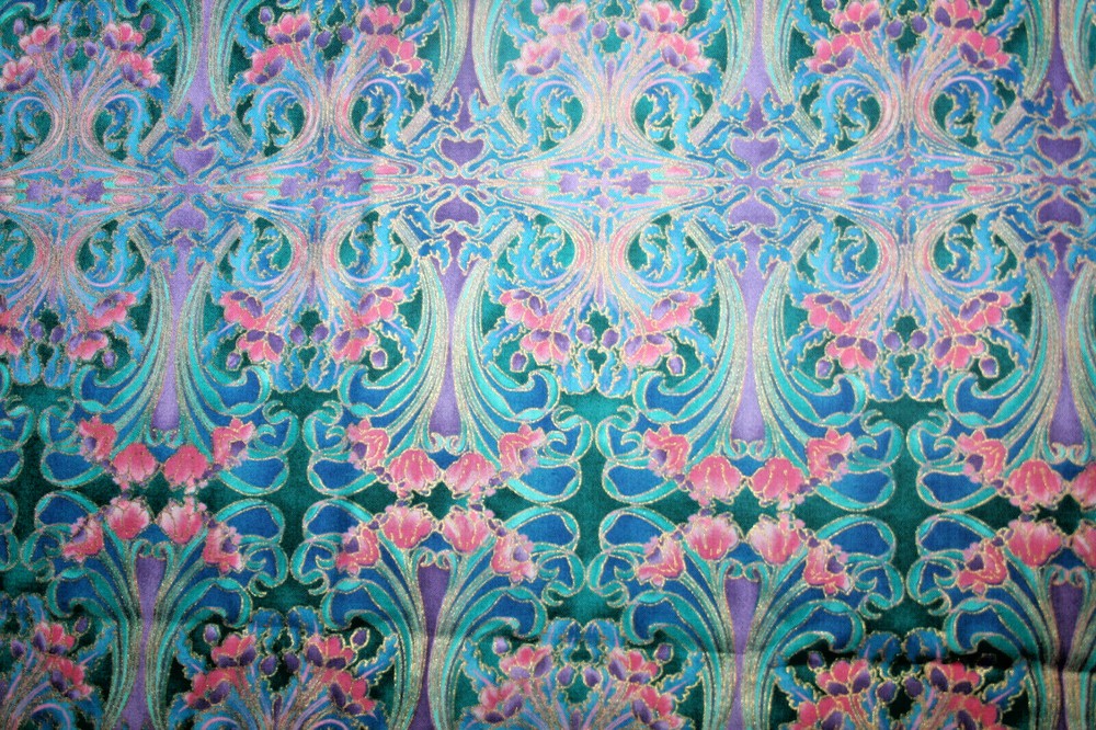 WINDSOR COLLECTION FROM HOFFMAN-FLOURISHES IN BLUE AND PINK -100% COTTON FABRIC