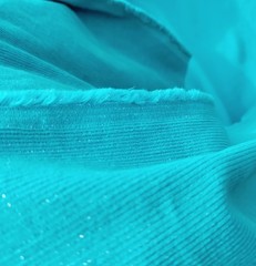 Peacock Turquoise Corduroy Fabric Ribbed Cotton 4.25 Yards Silver Accents 153×43