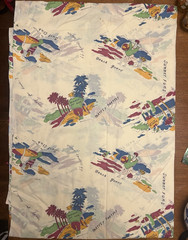 Vintage 80s California Beach Novelty Print Fabric 7 Yards Zayre NOS Deadstock