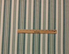 BALLARD DESIGNS WINDSOR BLUE TEAL MOSS GREEN WOVEN STRIPE FABRIC 1.75 YARD 54″W