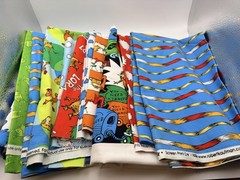 Vintage Dr Seuss Fabric Panels Lot of Mixed Fabric Prints for Sewing Crafting