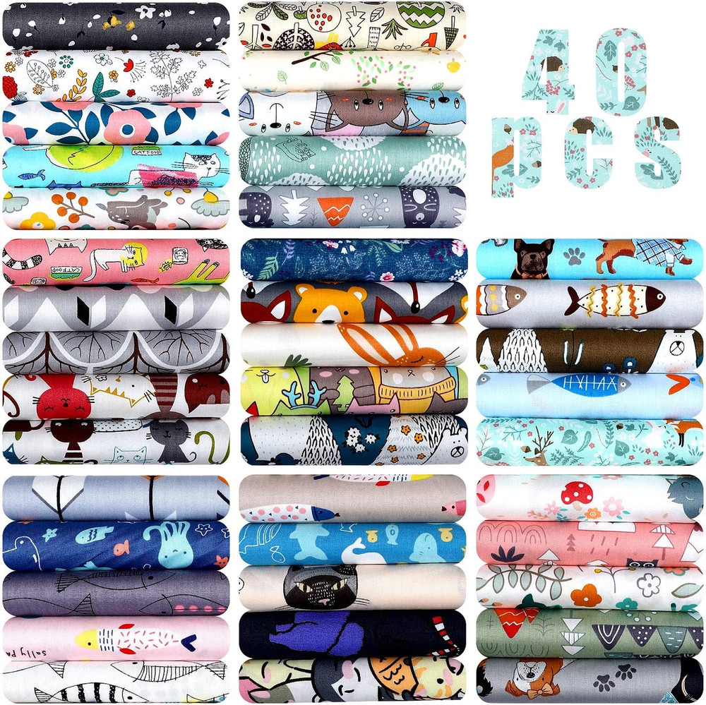 40 Pcs 20 X 20 Inch Cotton Fabric Bundles Fat Quarter Quilting Patchwork Multico