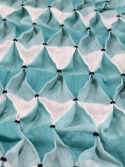Honeycomb Smocked Unfinished Pillow Cover 15″ x 15″ VTG Aqua Gingham Fabric