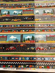 100% Cotton Fabric VROOM! By Avlyn, Vintage, 2 Yds & 15” -Good Unused Condition