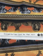 AFRICAN SERENGETI Fabri Quilt 40×44” Piece Elephant Giraffe Lion Sunrise