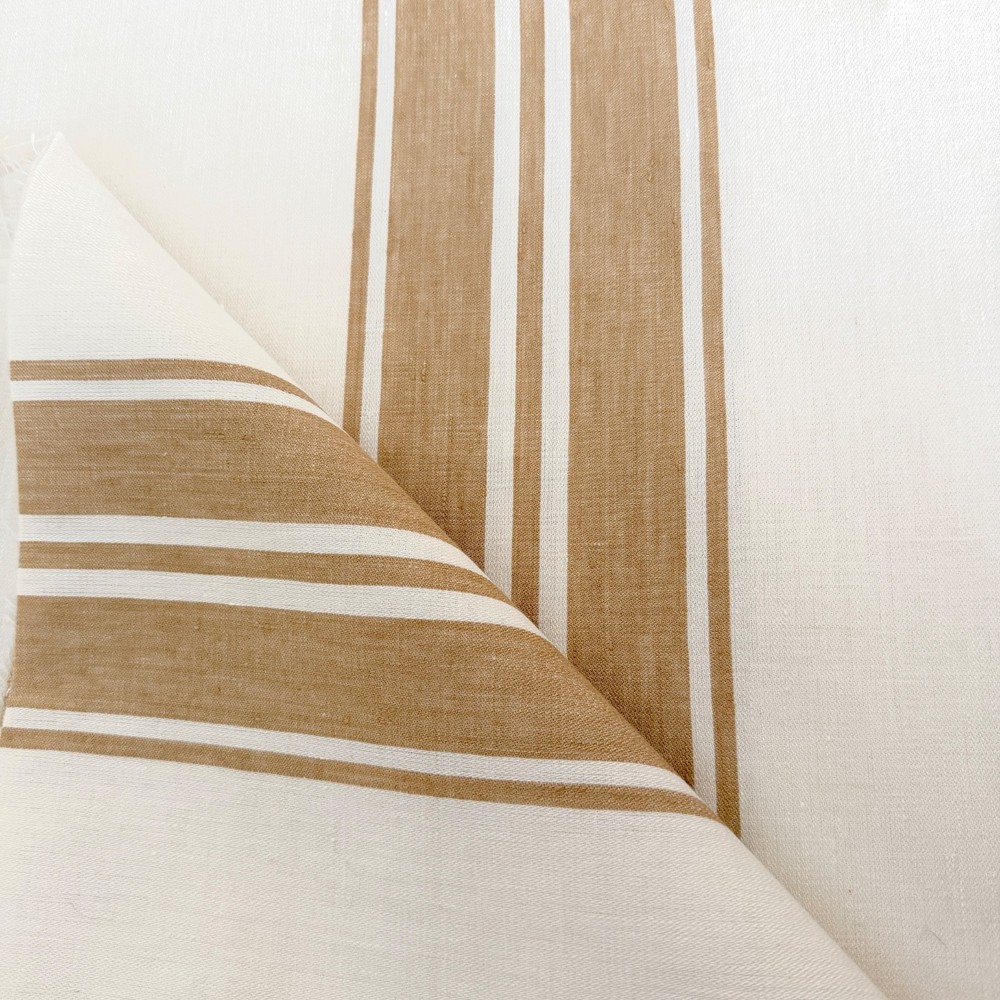 Schumacher Fabric Brentwood Stripe 4.5 Yards Linen Cotton Neutral Colorway