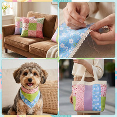 40 Pcs 20 X 20 Inch Cotton Fabric Bundle Square Quilting Patchwork, Cotton Fat Q