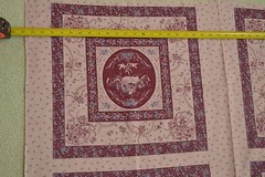 18″ Long x 45″, Burgundy & Dusty-Pink Floral Pillow or Quilt Block Panel, C2373