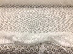 Embroidered Stretch Lace Apparel Fabric Sheer Small Floral Lattice White GG514