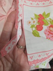 80’s Strawberry Shortcake Pink Squares Fabric Rare 64″x44″ 87 + Squares
