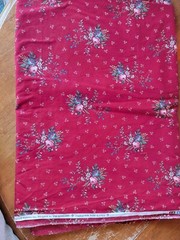 Concord Fabric Inc. Red Floral Cotton Fabric Quilting Sewing 3 Yards 7 Inches