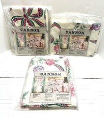 Floral Ribbon 90’s Cannon MontiCello Fabric NOS (3) 45″x108″ Total 11.25 Yards