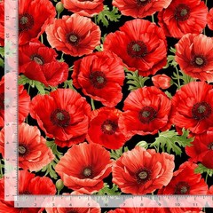 Poppy Passion Floral Fabric | Large Flower Black | Timeless Treasures YARD