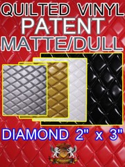 Quilted Vinyl Patent MATTE/DULL Diamond 2″x3″ With 3/8″ Foam Backing Upholstery