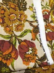 Birds Flowers Avocado Golden on Tan VTG Cotton Canvas House n Home Fabrics 1.75Y