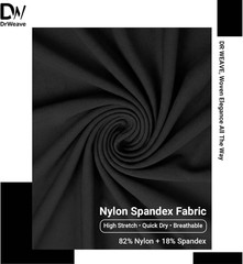 82% Nylon 18% Spandex Fabric 5 Yards 59 Inch Wide Black | Swimsuit Activewear Fa