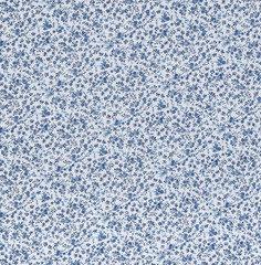 White & Blue Monotone Floral Cotton Calico Fabric By the Yard New