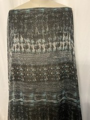 Poly Rayon Fluid Organza Deep Charcoal Teal Abstract Ikat Fabric By The Yard 60″