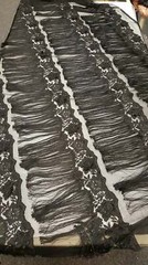 Black fringe lace 3d floral flowers embroidered on mesh fabric sold by the yard