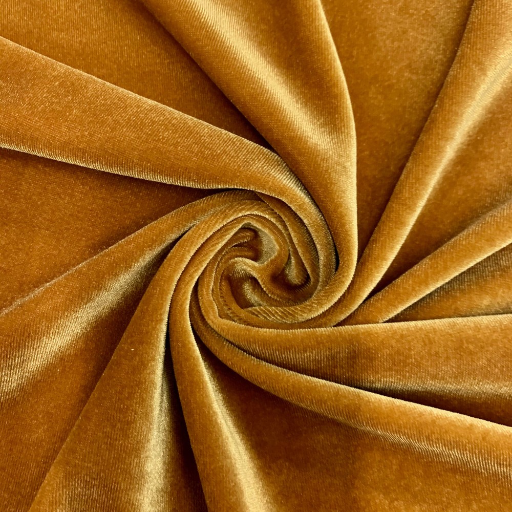 Princess GOLD Polyester Spandex Stretch Velvet Fabric by the Yard
