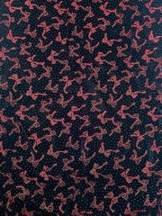 5 Yards VTG Jessica McClintock Embroidered Fabric Black Velveteen with Red Bows