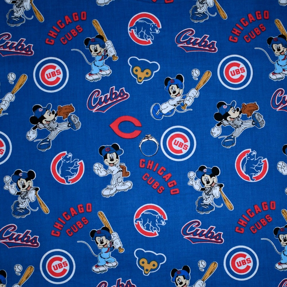 BonEFul FQ Cotton Quilt Blue Red White Chicago Cubs Boy Disney MLB Baseball Flag