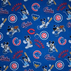 BonEFul FQ Cotton Quilt Blue Red White Chicago Cubs Boy Disney MLB Baseball Flag