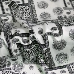 1Yard Soft Silky Satin Fabric Retro Paisley Plaid Patchwork charmeuse Material