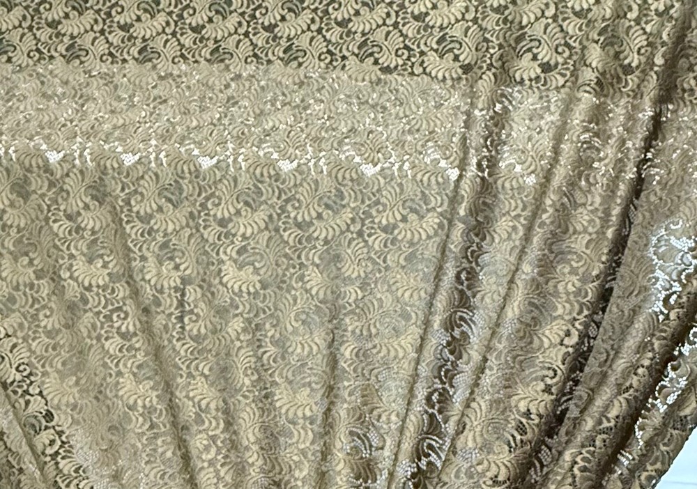EMBROIDERED 3D FLORAL LACE ULTRA SOFT FABRIC OLIVE GREEN 60″ WIDE BY THE YARD