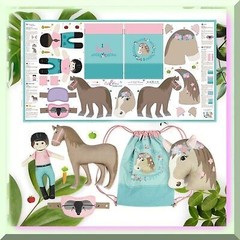 Horse-themed Fabric Sewing Kit with 8 Patterns