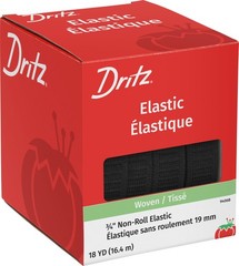 Dritz 9406B Non-Roll Woven Elastic, Black, 3/4-Inch by 18-Yard, Black