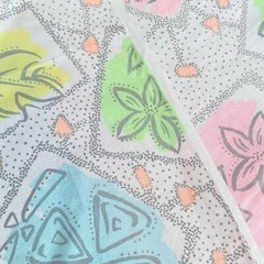 BTY 1980s Pop Art Floral Leaf Fabric Vintage Pastel Cotton