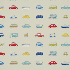 HARLEQUIN CURTAIN FABRIC DESIGN Go Go Retro 5.9 METRES STRAWBERRY SKY BLUE ETC