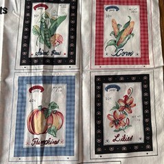 Vintage Wamsutta Decorative Basket And Seed Packets Cotton Craft Panel 36×44