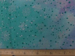 Winter/Snow by Tex-Styles/Blue,Green,Periwinkle w/Silver Snowflakes/BTY/Cotton