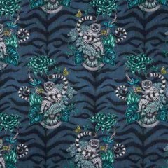 Emma J Shipley Fabric Lemur Navy 100% Cotton Curtain Upholstery Cushion Fabric