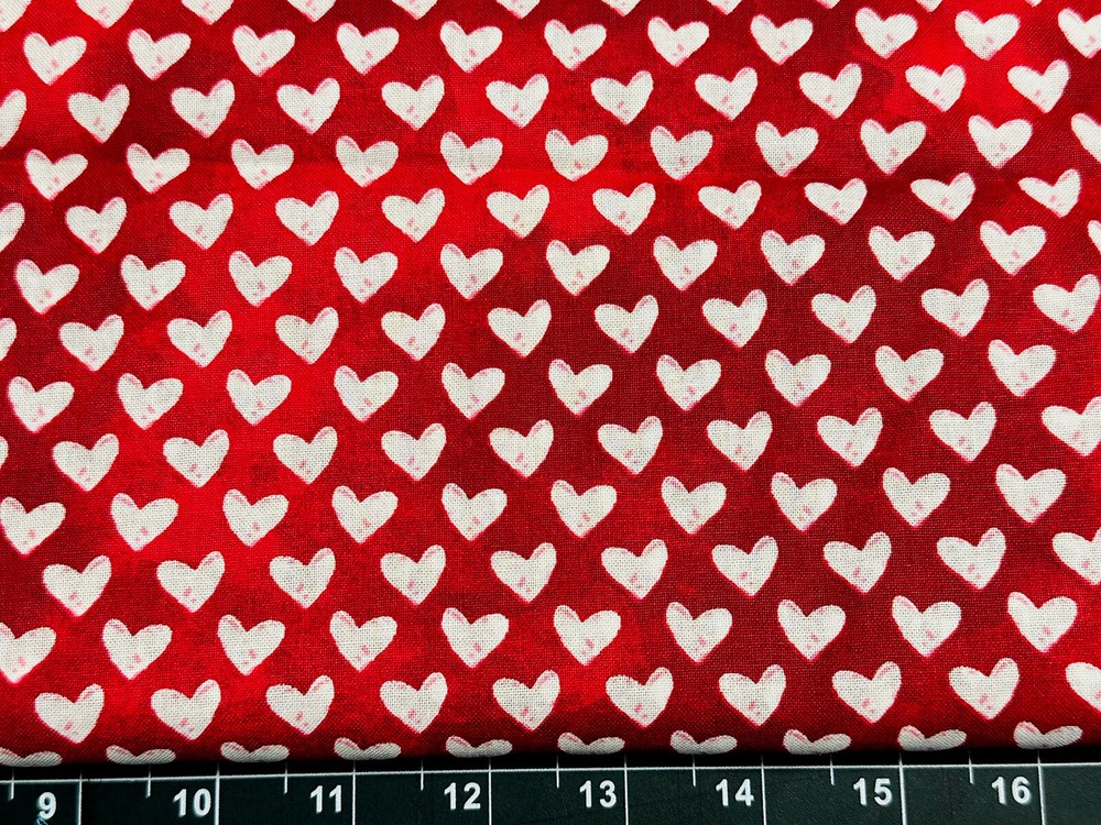 Tina Scrap 9″x21″ Sweetheart Red White Love Small Heart Valentine Cotton Fabric