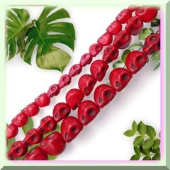 Turquoise Skull Beads with Red Magnesite 6-12mm